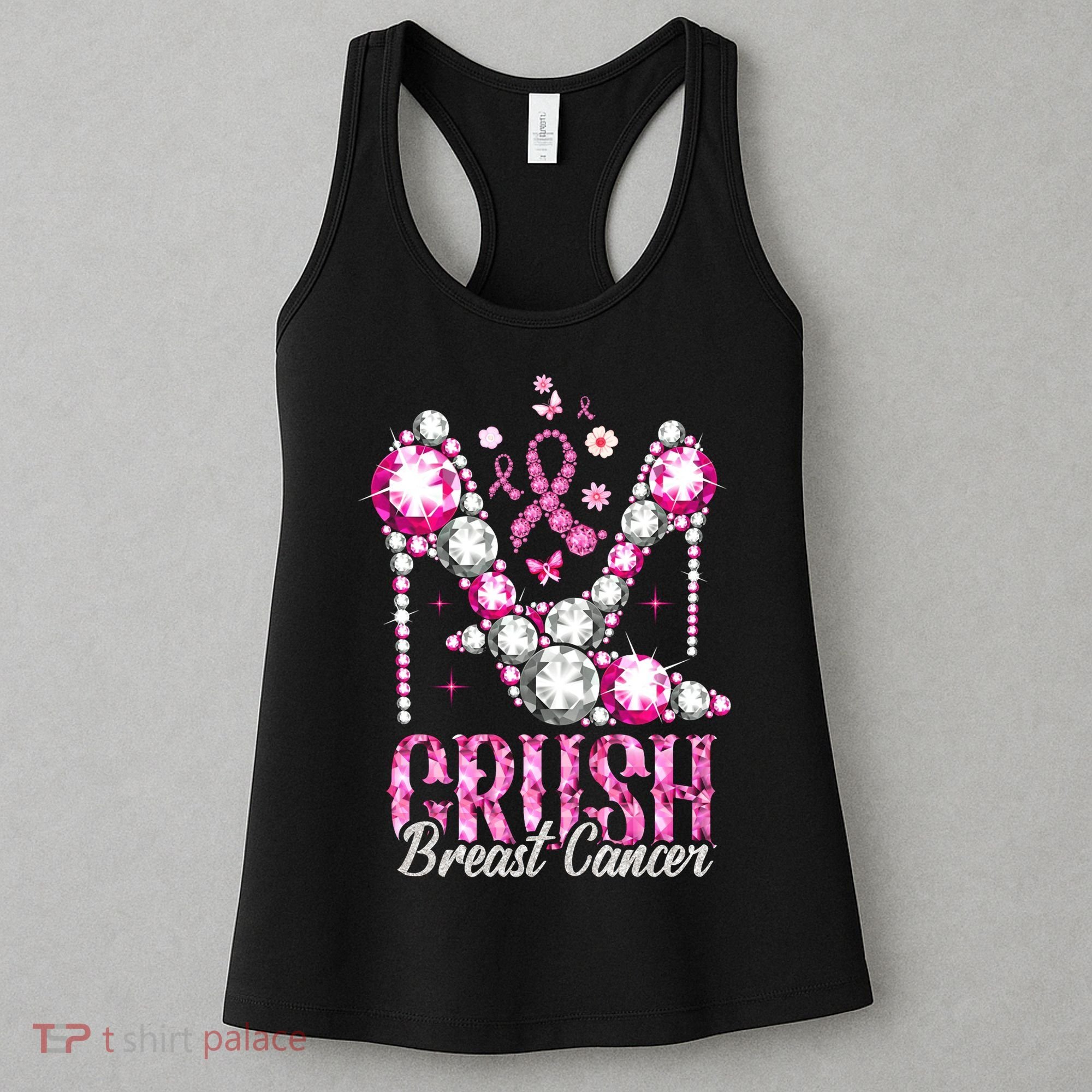 Crush Breast Cancer Awareness Bling Pink Ribbon Women's Tank Top