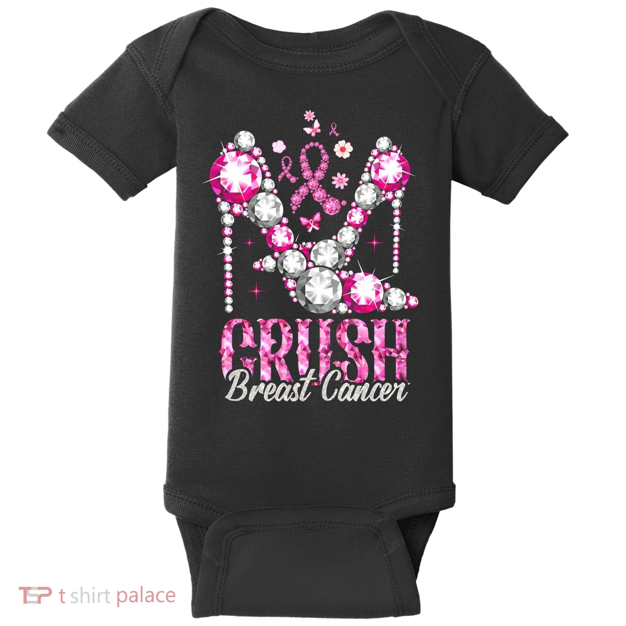 Crush Breast Cancer Awareness Bling Pink Ribbon Baby Bodysuit