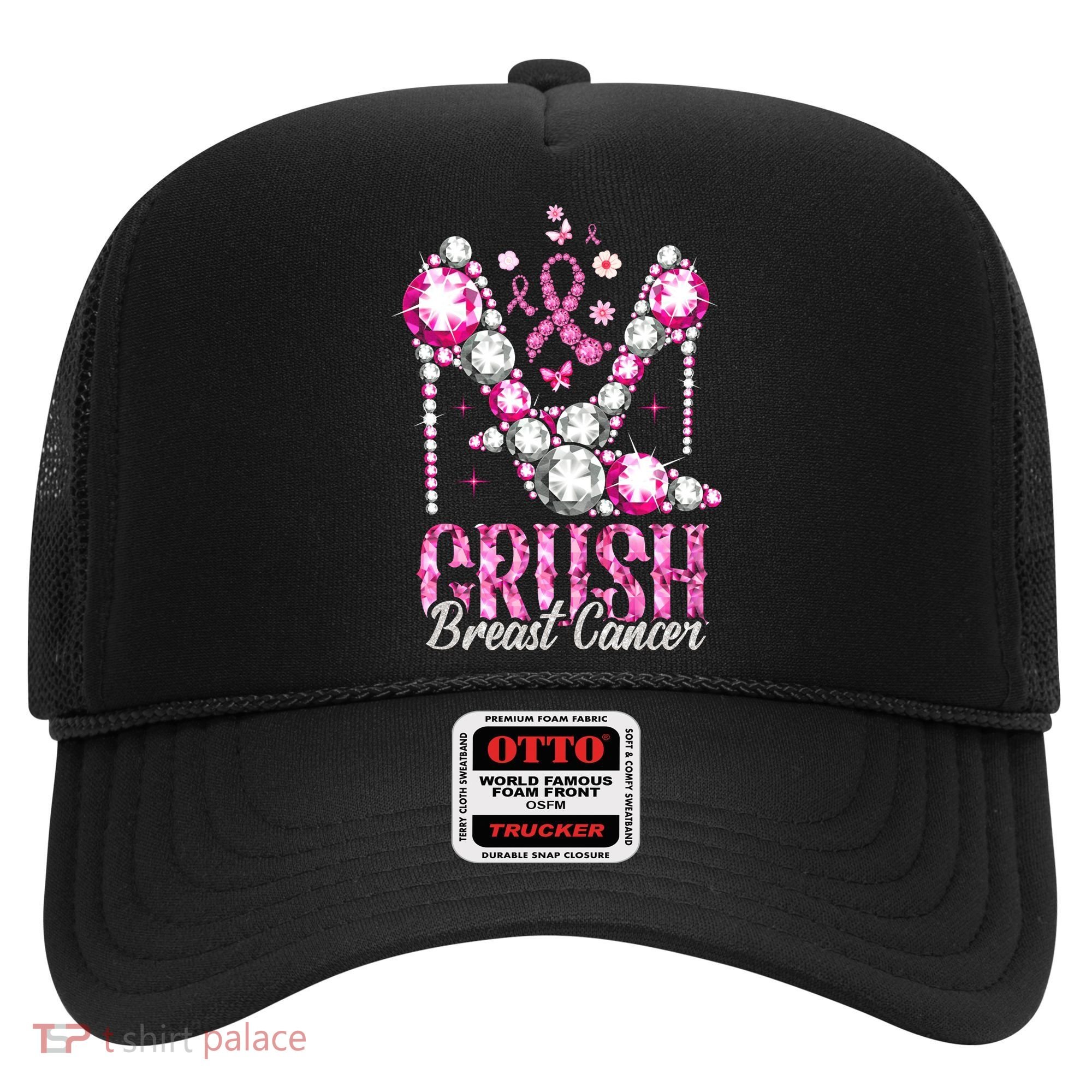 Crush Breast Cancer Awareness Bling Pink Ribbon Hat
