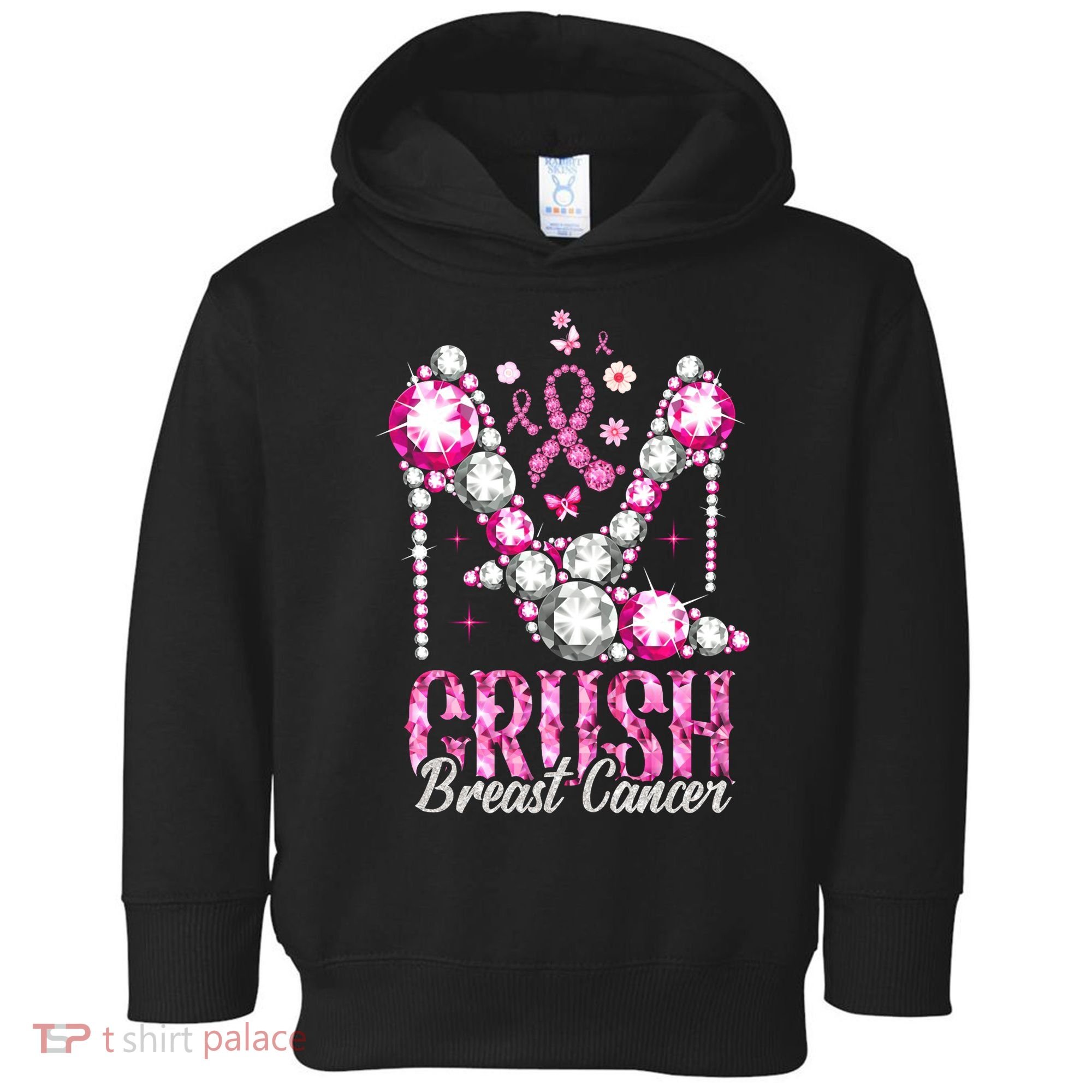 Crush Breast Cancer Awareness Bling Pink Ribbon Toddler Hoodie