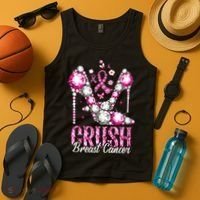 Crush Breast Cancer Awareness Bling Pink Ribbon Tank Top thumb 4