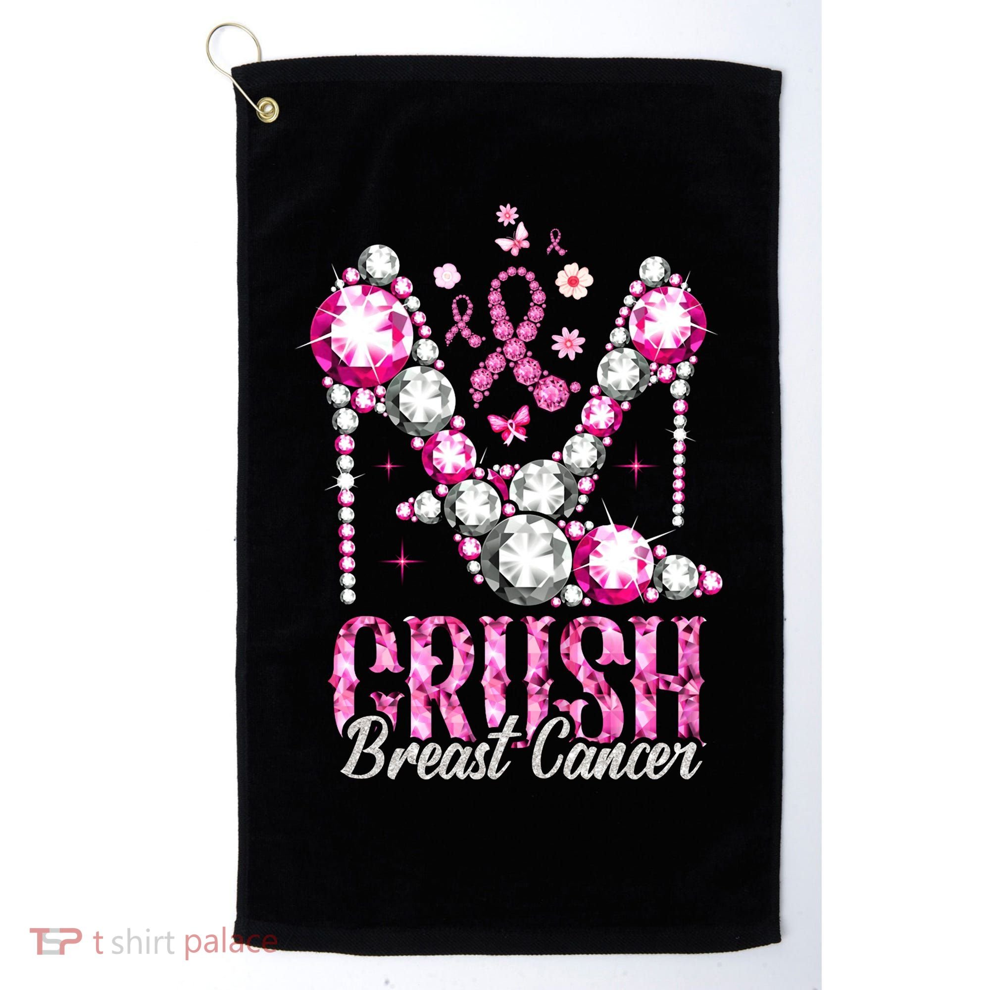 Crush Breast Cancer Awareness Bling Pink Ribbon Golf Towel