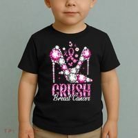 Crush Breast Cancer Awareness Bling Pink Ribbon Toddler T-Shirt thumb 2