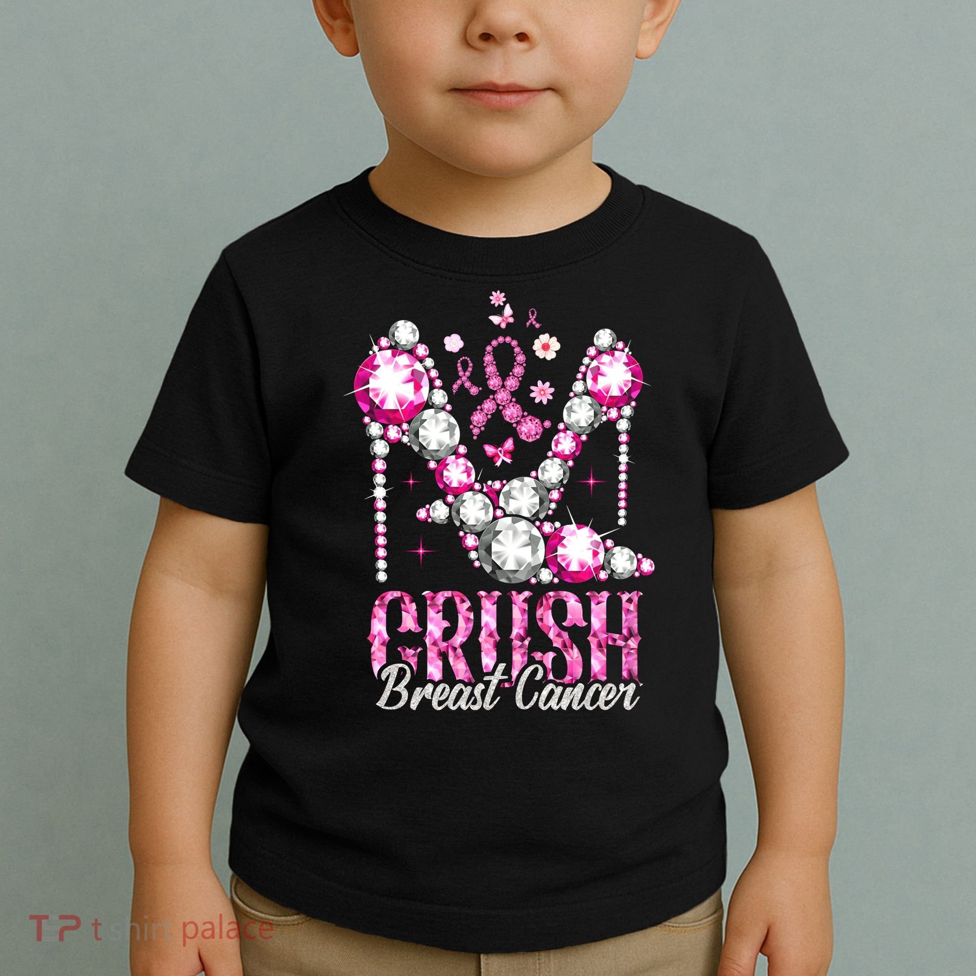 Crush Breast Cancer Awareness Bling Pink Ribbon Toddler T-Shirt