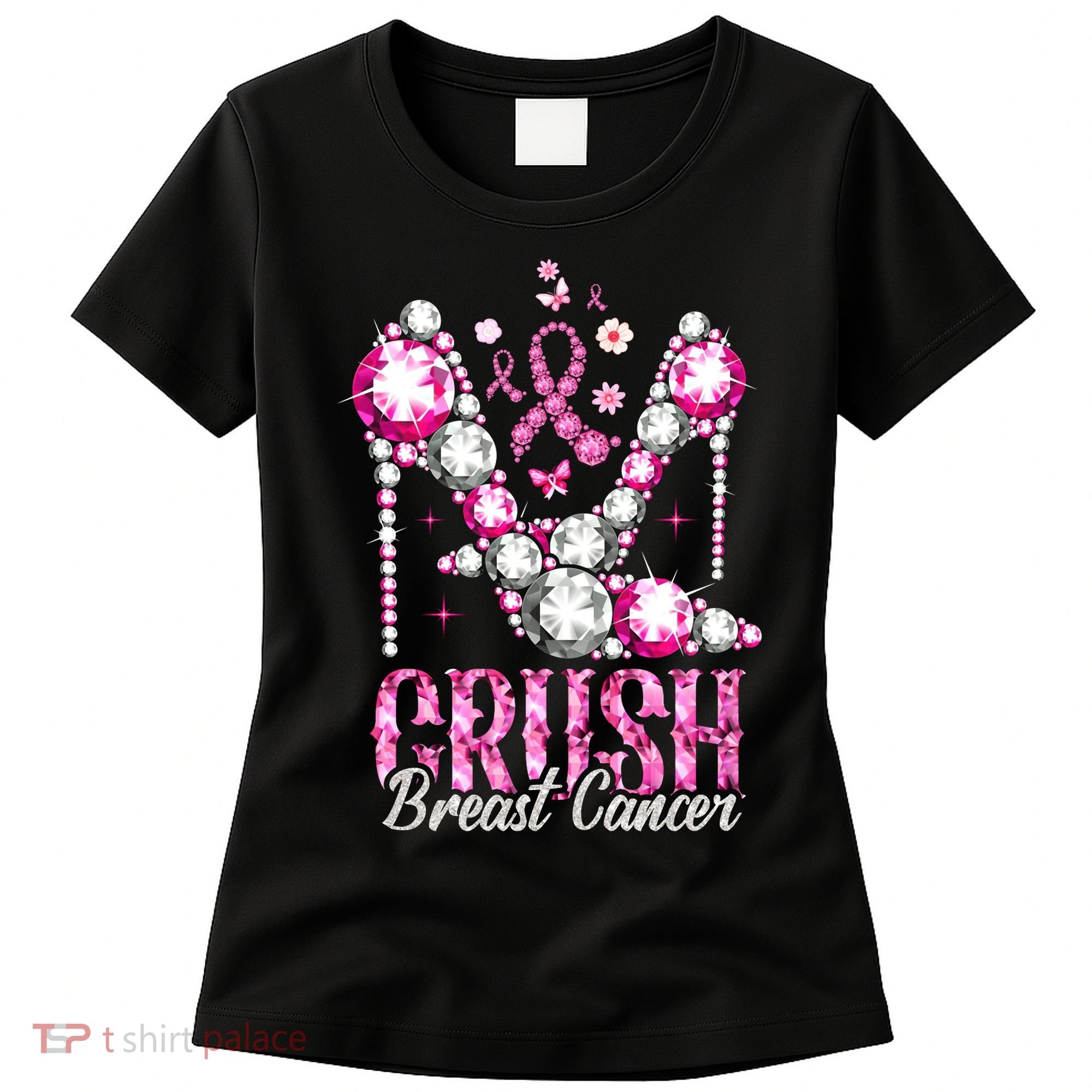 Crush Breast Cancer Awareness Bling Pink Ribbon Women's T-Shirt