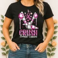 Crush Breast Cancer Awareness Bling Pink Ribbon Women's T-Shirt thumb 2