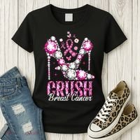 Crush Breast Cancer Awareness Bling Pink Ribbon Women's T-Shirt thumb 3