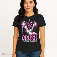 Crush Breast Cancer Awareness Bling Pink Ribbon Women's T-Shirt thumb 4