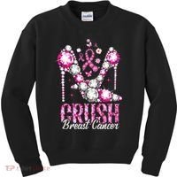Crush Breast Cancer Awareness Bling Pink Ribbon Kids Sweatshirt thumb 0