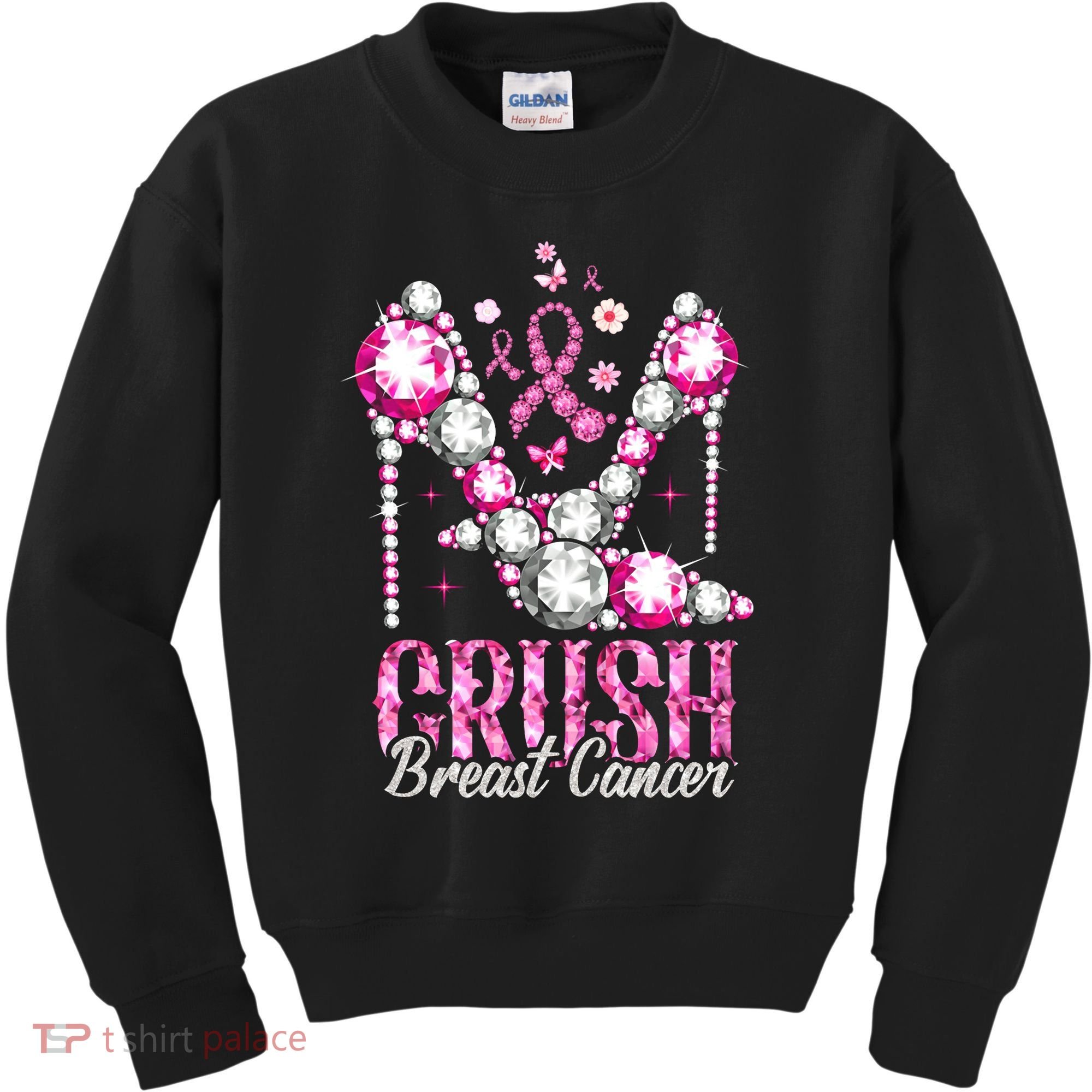 Crush Breast Cancer Awareness Bling Pink Ribbon Kids Sweatshirt