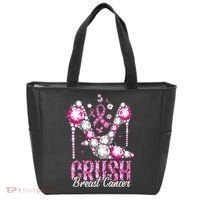 Crush Breast Cancer Awareness Bling Pink Ribbon Tote Bag thumb 0