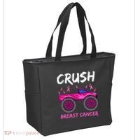 Crush Breast Cancer Awareness Monster Truck Tote Bag thumb 2