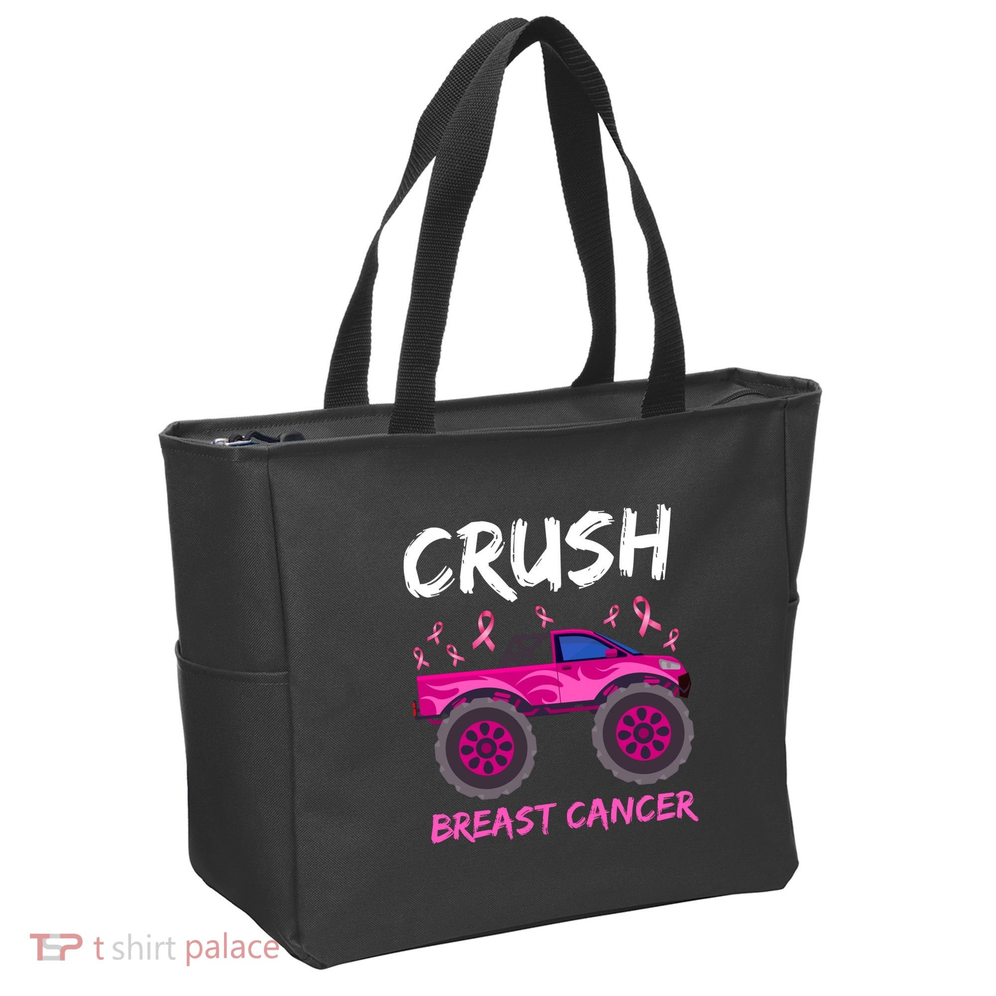 Crush Breast Cancer Awareness Monster Truck Tote Bag