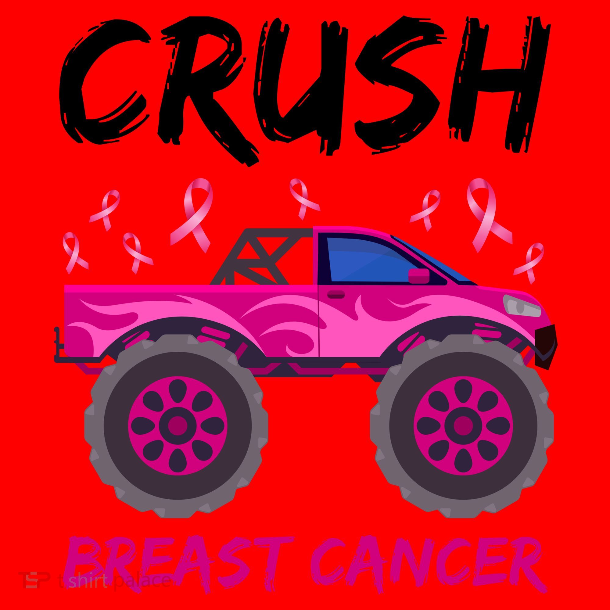 Crush Breast Cancer Awareness Monster Truck Santa Hat
