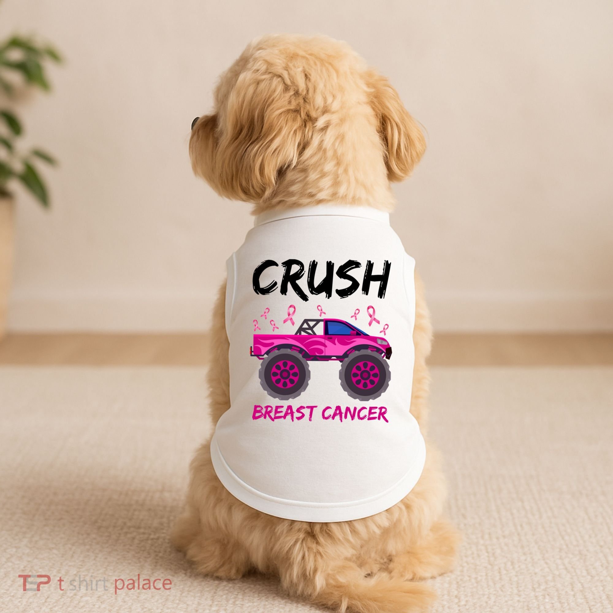Crush Breast Cancer Awareness Monster Truck Doggie Tank
