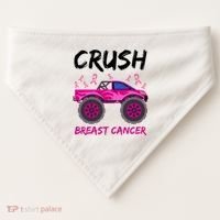Crush Breast Cancer Awareness Monster Truck USA-Made Doggie Bandana thumb 0