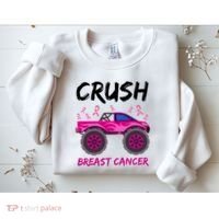 Crush Breast Cancer Awareness Monster Truck Sweatshirt thumb 2
