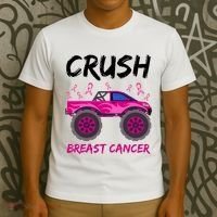 Crush Breast Cancer Awareness Monster Truck T-Shirt thumb 3