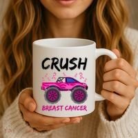 Crush Breast Cancer Awareness Monster Truck Coffee Mug thumb 3