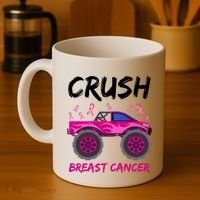Crush Breast Cancer Awareness Monster Truck Coffee Mug thumb 4
