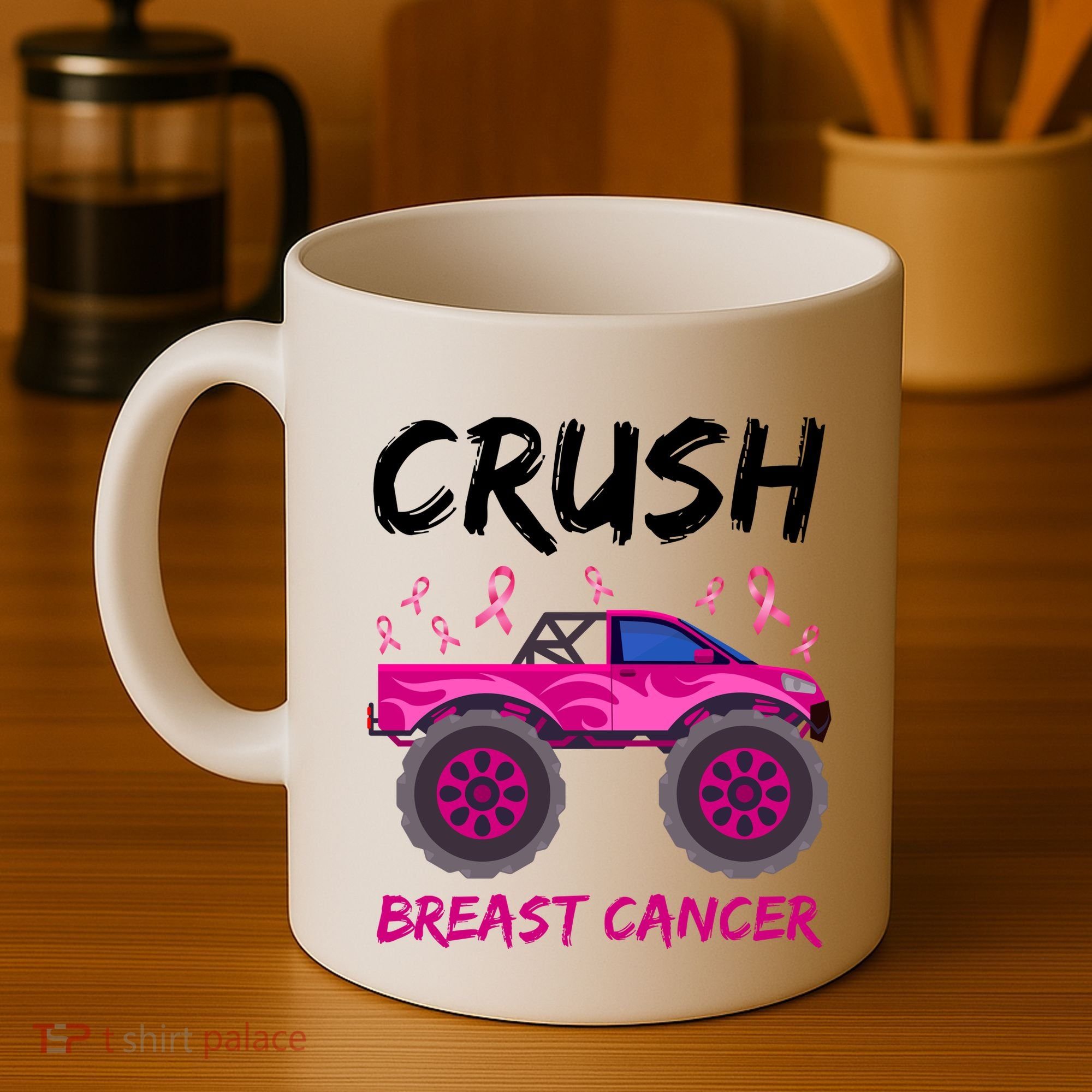 Crush Breast Cancer Awareness Monster Truck Coffee Mug