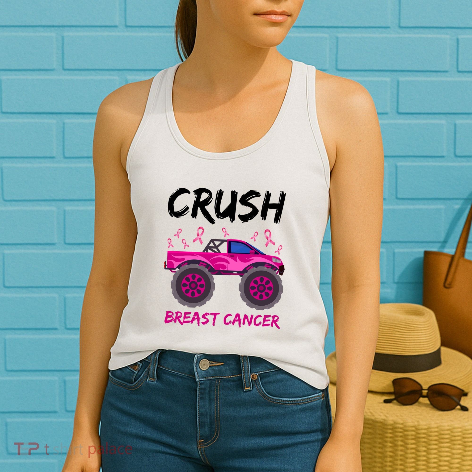 Crush Breast Cancer Awareness Monster Truck Women's Tank Top