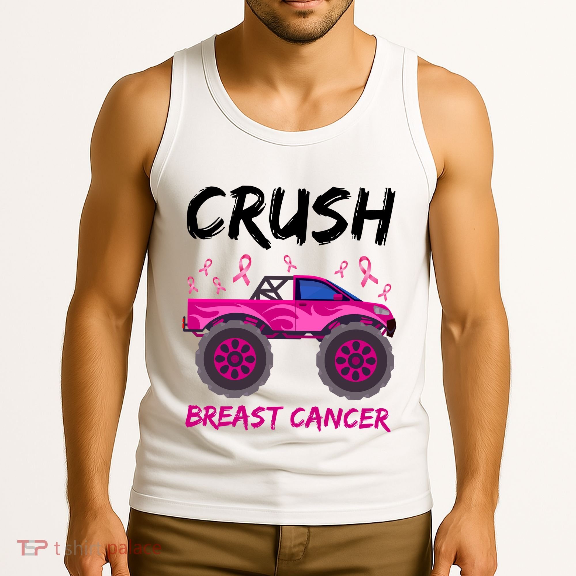 Crush Breast Cancer Awareness Monster Truck Tank Top
