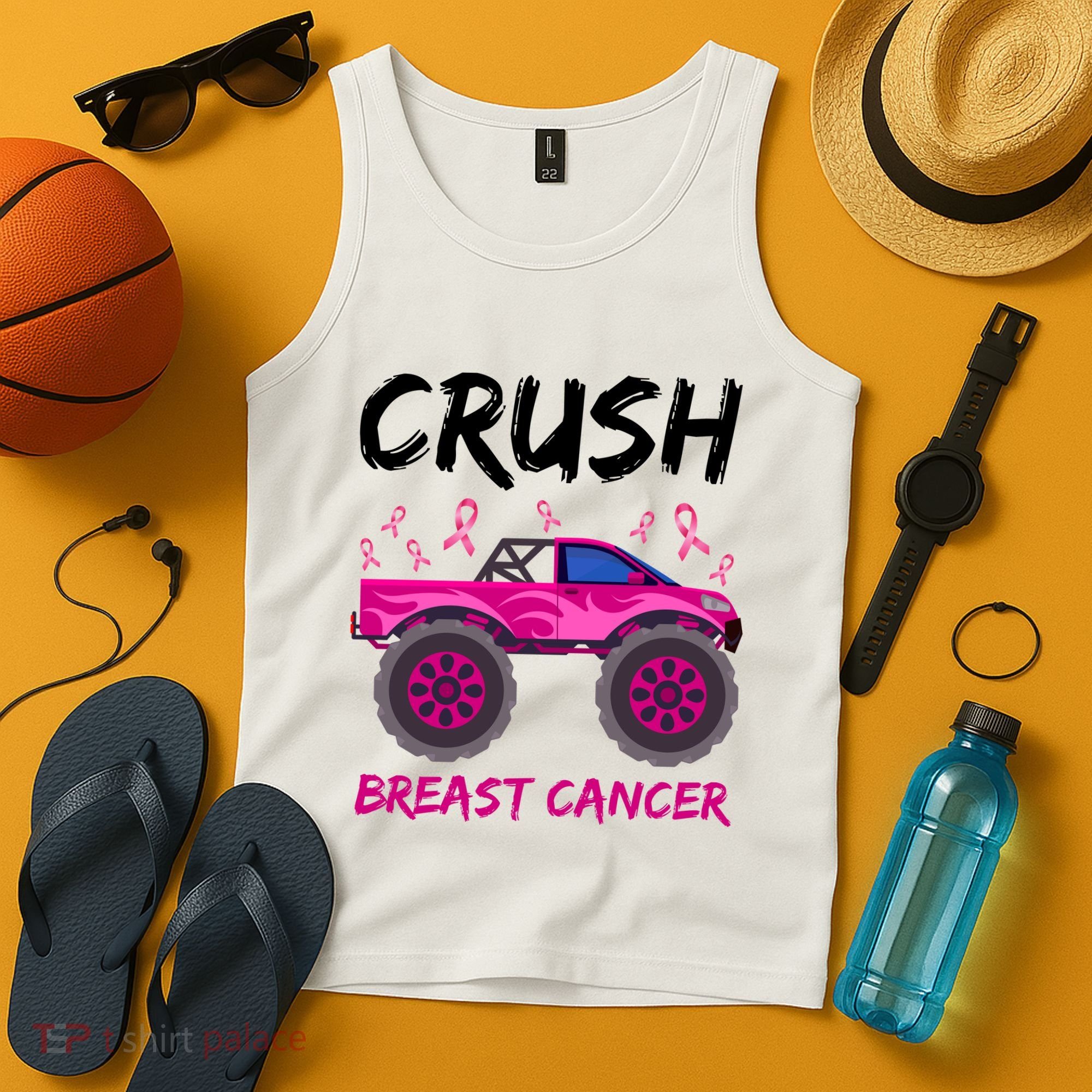 Crush Breast Cancer Awareness Monster Truck Tank Top
