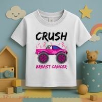 Crush Breast Cancer Awareness Monster Truck Toddler T-Shirt thumb 3