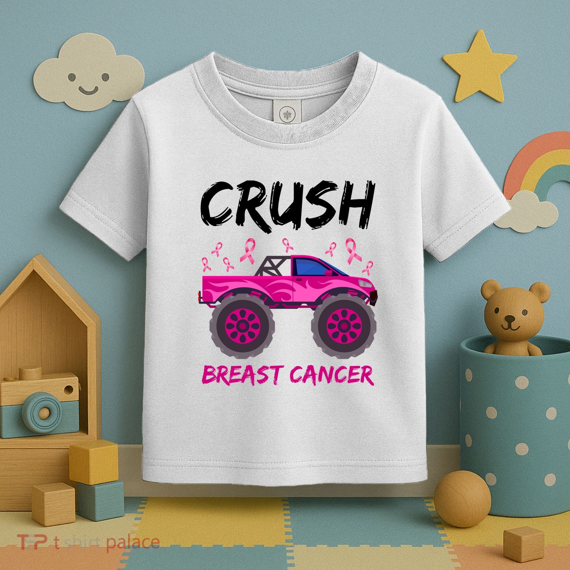 Crush Breast Cancer Awareness Monster Truck Toddler T-Shirt