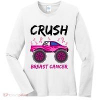 Crush Breast Cancer Awareness Monster Truck Women's Long Sleeve Shirt thumb 0
