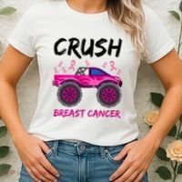 Crush Breast Cancer Awareness Monster Truck Women's T-Shirt thumb 2