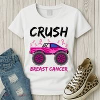Crush Breast Cancer Awareness Monster Truck Women's T-Shirt thumb 3