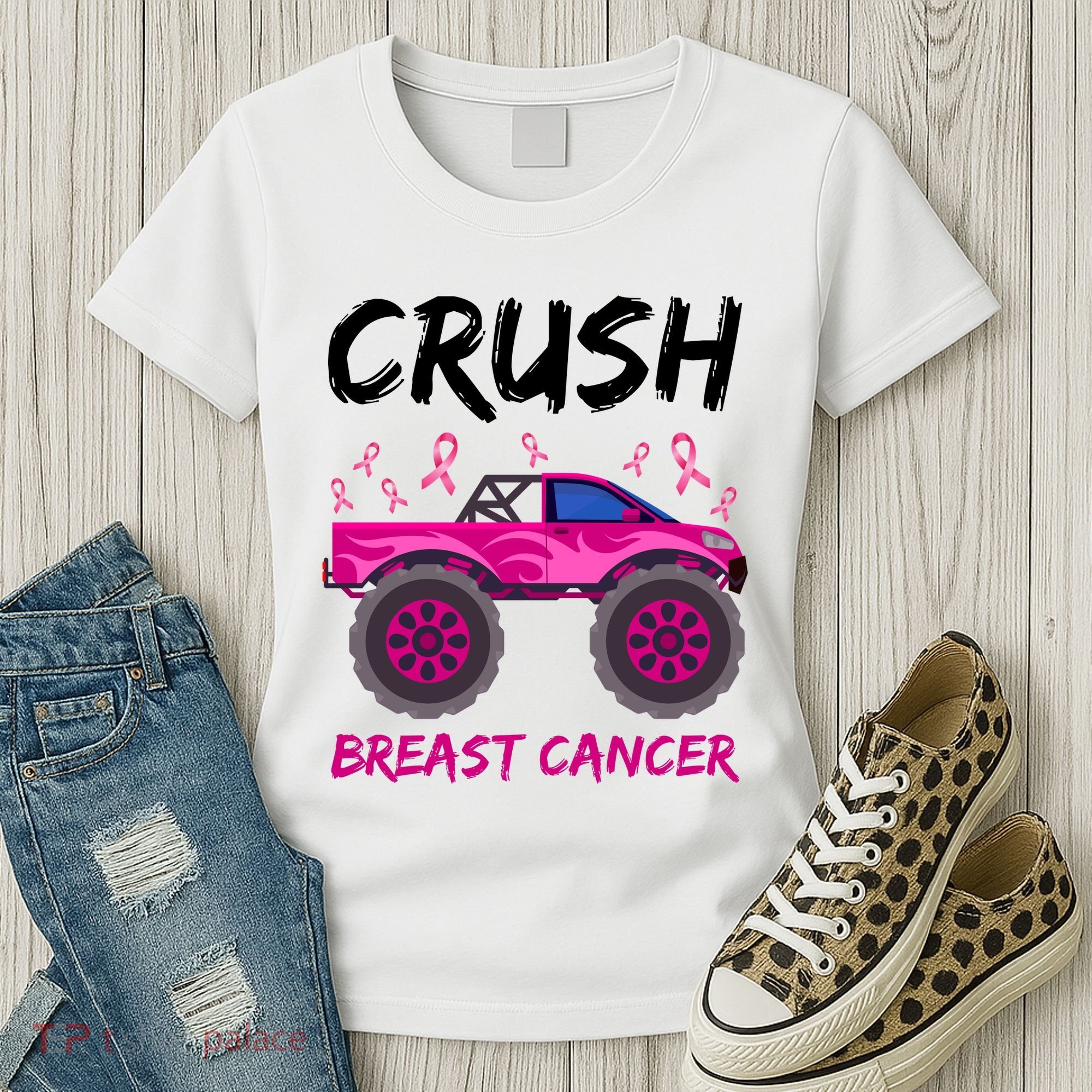Crush Breast Cancer Awareness Monster Truck Women's T-Shirt