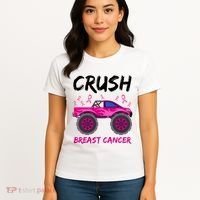 Crush Breast Cancer Awareness Monster Truck Women's T-Shirt thumb 4
