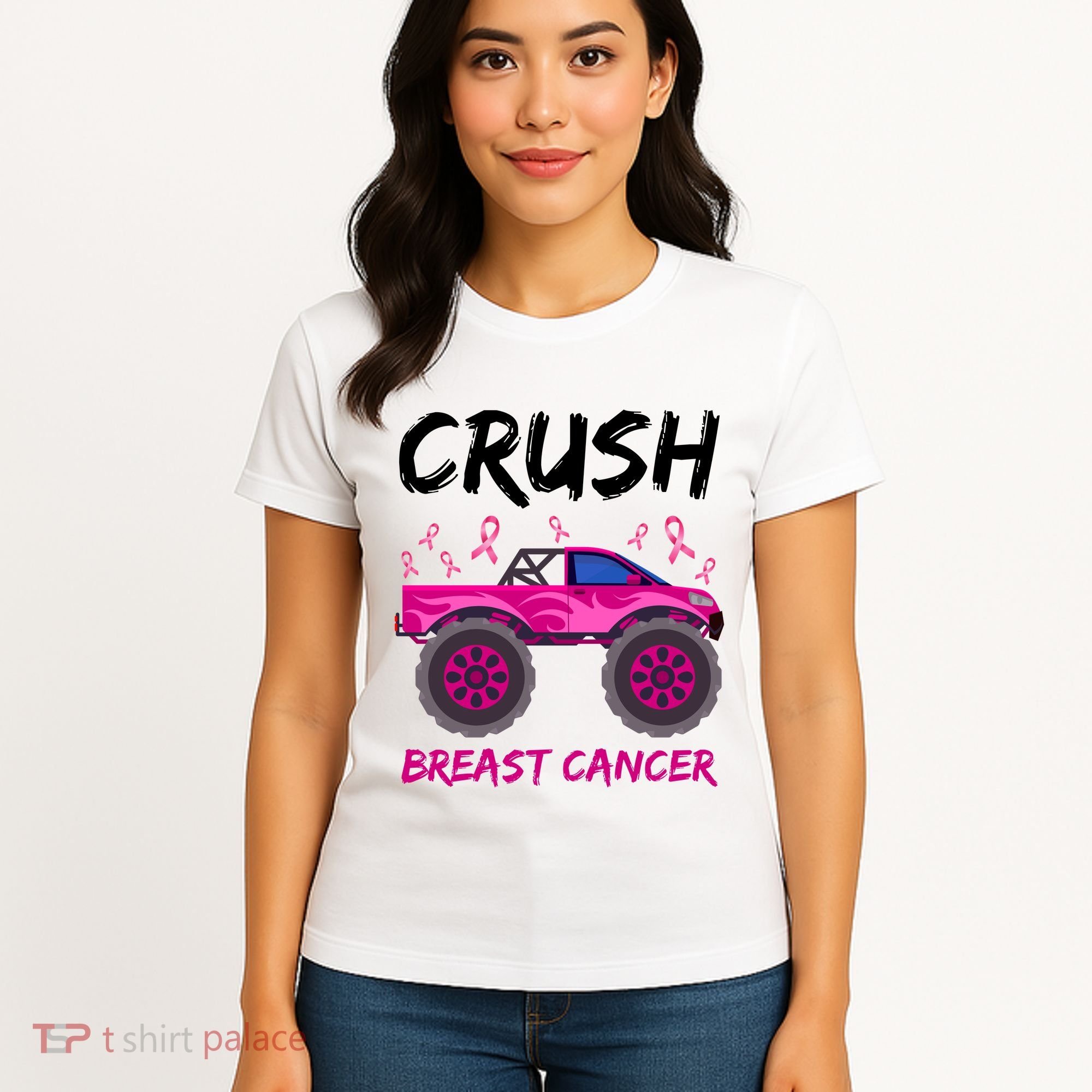 Crush Breast Cancer Awareness Monster Truck Women's T-Shirt