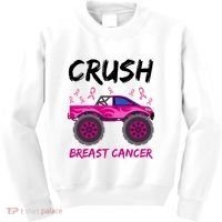 Crush Breast Cancer Awareness Monster Truck Kids Sweatshirt thumb 0