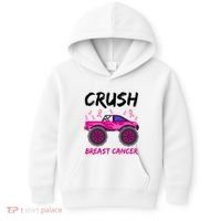 Crush Breast Cancer Awareness Monster Truck Kids Hoodie thumb 0