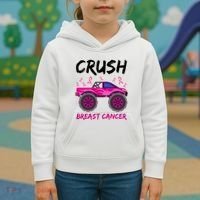 Crush Breast Cancer Awareness Monster Truck Kids Hoodie thumb 3