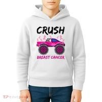 Crush Breast Cancer Awareness Monster Truck Kids Hoodie thumb 4