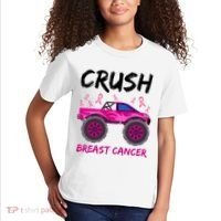 Crush Breast Cancer Awareness Monster Truck Kids T-Shirt thumb 2
