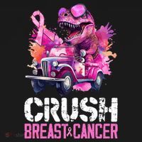 Crush Breast Cancer TRex Dinosaur USA-Made Doggie Bandana thumb 2
