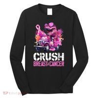 Crush Breast Cancer TRex Dinosaur Long Sleeve Shirt thumb 0
