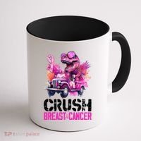 Crush Breast Cancer TRex Dinosaur Coffee Mug thumb 1