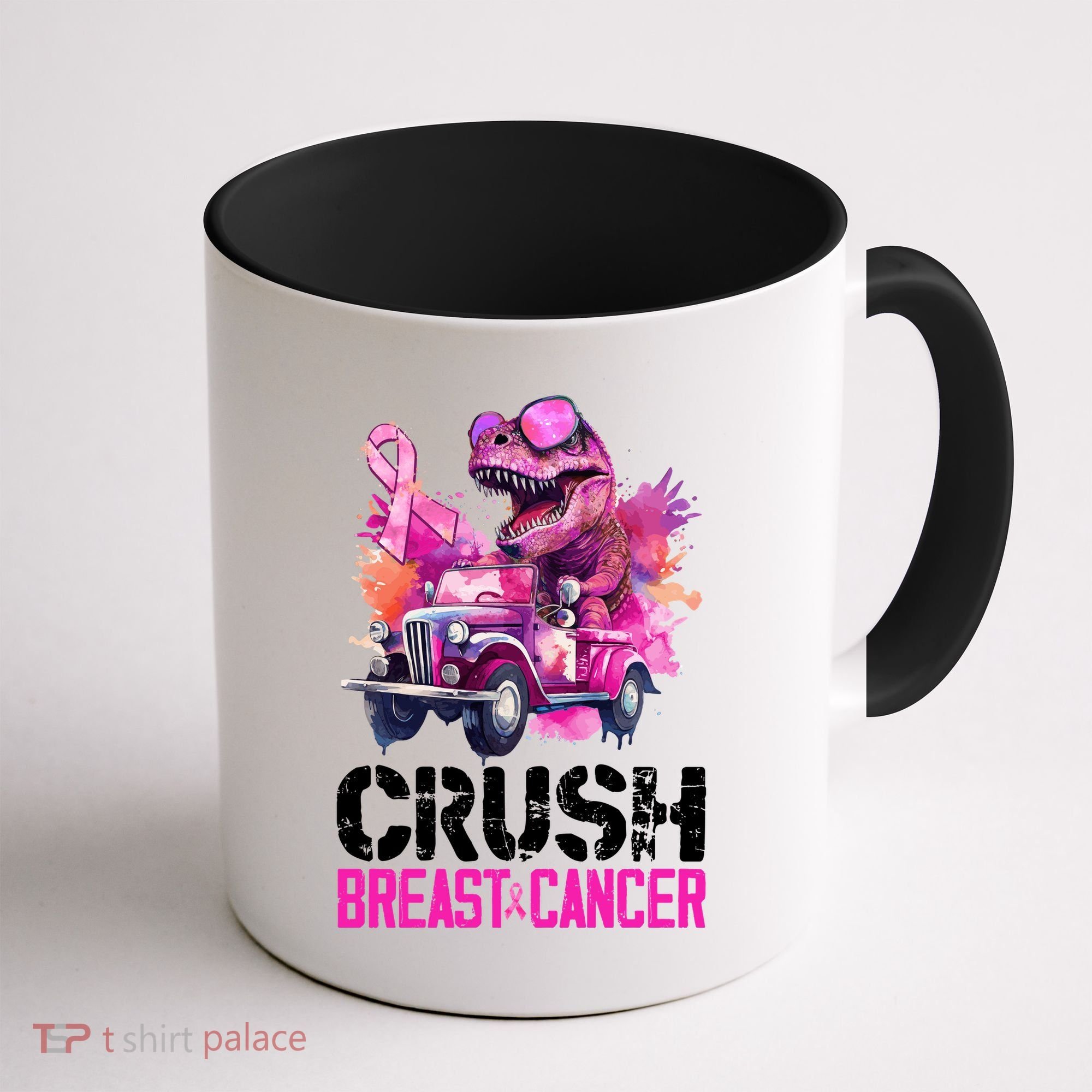 Crush Breast Cancer TRex Dinosaur Coffee Mug