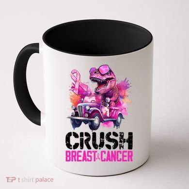 Crush Breast Cancer TRex Dinosaur Coffee Mug