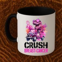 Crush Breast Cancer TRex Dinosaur Coffee Mug thumb 2