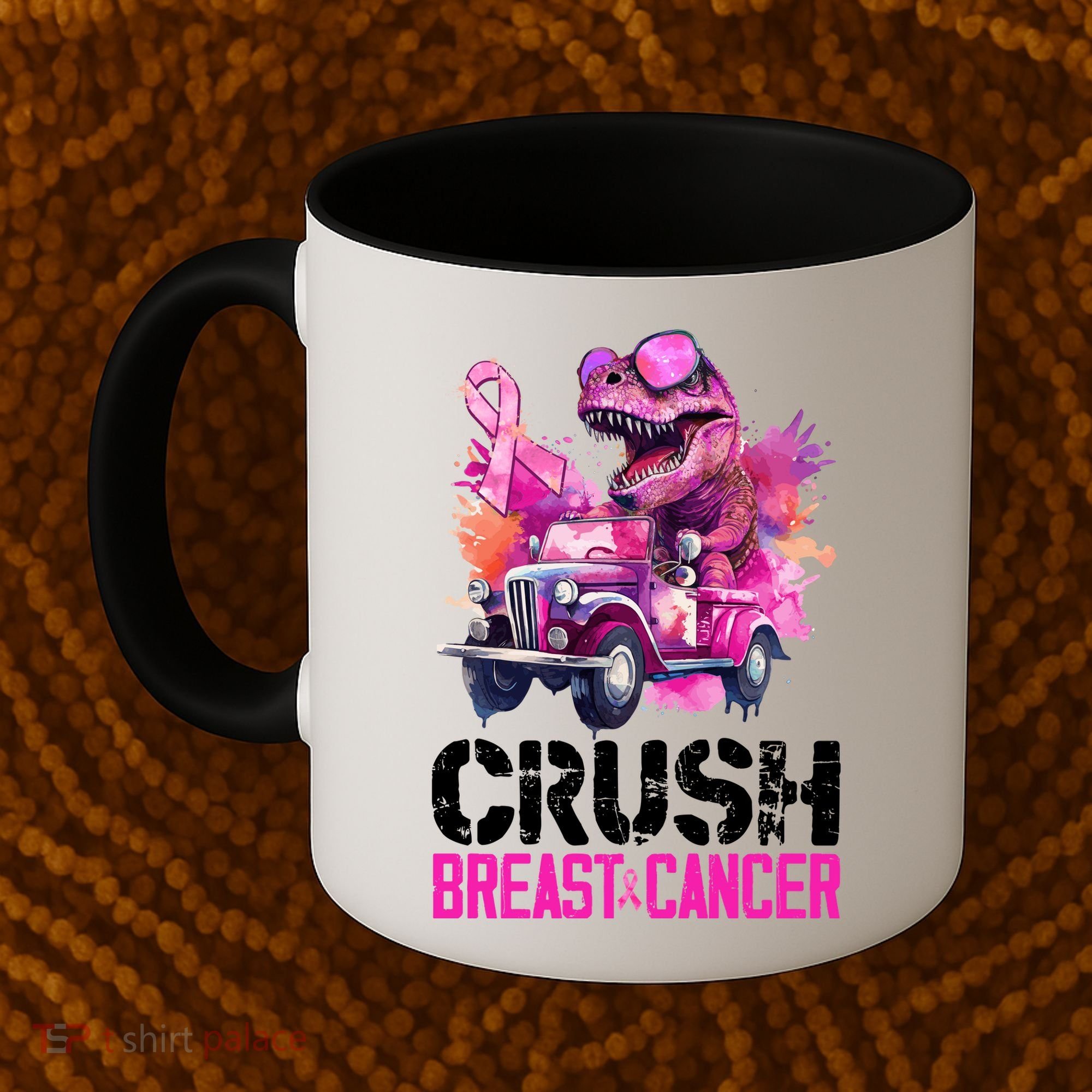 Crush Breast Cancer TRex Dinosaur Coffee Mug