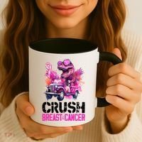 Crush Breast Cancer TRex Dinosaur Coffee Mug thumb 3