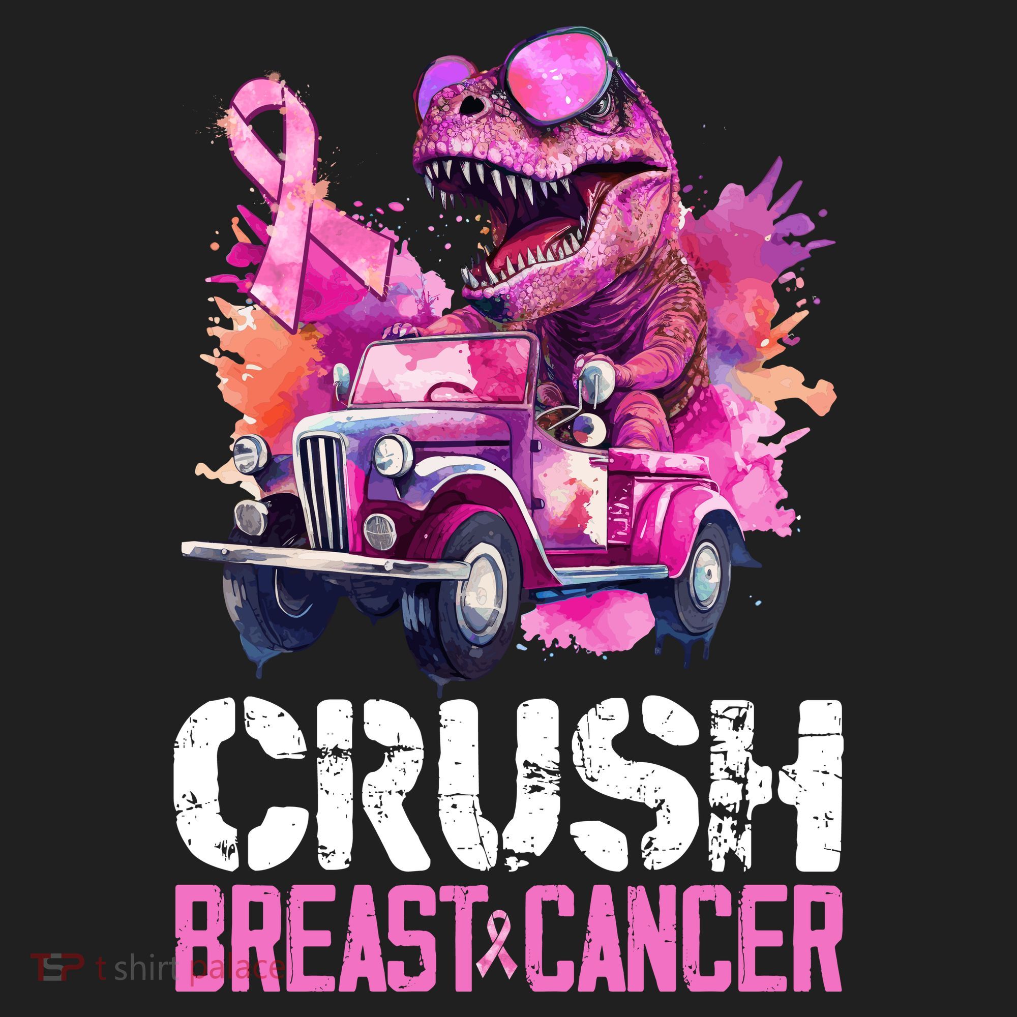 Crush Breast Cancer TRex Dinosaur Beanie